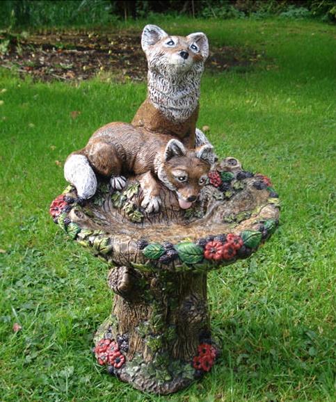 Fox and Flowers Birdbath GF4005